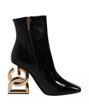 Dolce & Gabbana Zwarte Jackie Leren Enkellaarsjes Mid Calf