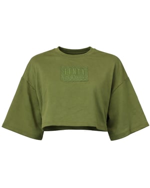 Puma x Rihanna Fenty Crew Neck Womens Green Crop Top