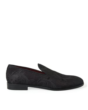 Dolce & Gabbana Zwarte Brokaat Heren Instap Loafer Dresschoenen