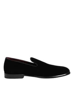 Dolce & Gabbana Zwarte Velours Instappers Formele Heren Dresschoenen
