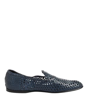 Dolce & Gabbana Blauwe Geweven Leren Instapschoenen