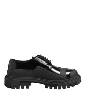 Dolce & Gabbana Zwarte Patenten Leren Trekking Derby Shoes