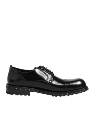 Dolce & Gabbana Zwarte Leren Gestifte Formele Derby Schoenen voor Mannen