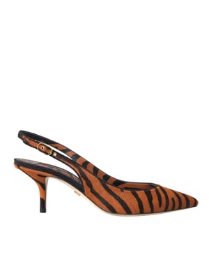 Dolce & Gabbana Svart Orange Zebra Läder Slingbacks Skor