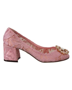 Dolce & Gabbana Rosa Taormina Spets Crystal Klackskor Pastellskor