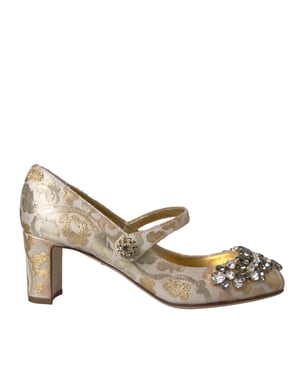 Dolce & Gabbana Gouden Jacquard Kristallen Mary Janes Pumps Schoenen