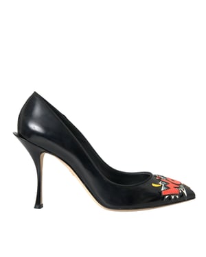 Dolce & Gabbana Zwarte Leren WOW Patch Hakpumps Schoenen