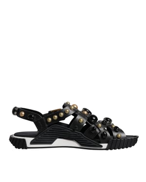 Dolce & Gabbana Zwarte Leren Studded Slippers Sandalen Schoenen