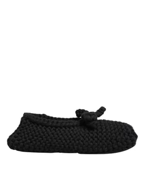 Dolce & Gabbana Zwarte Wol Gebreide Instapschoenen Ballerina Flats