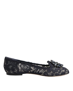 Dolce & Gabbana Blauwe Taormina Kant Kristallen Ballerina's