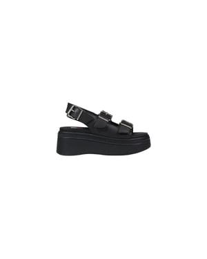 Tommy Hilfiger Jeans Zwarte Leren Platform Sandalen