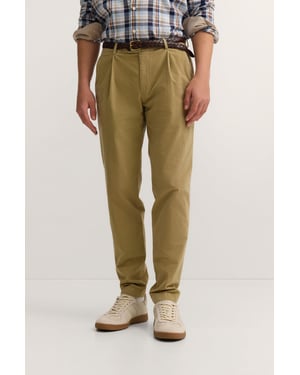 Bugatti Herren Broek met bandplooien van luxe Pima-katoen, fijn corduroy