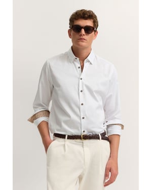 Bugatti Herren Overhemd met contrasterende stof aan de binnenkant van de kraag en manchetten