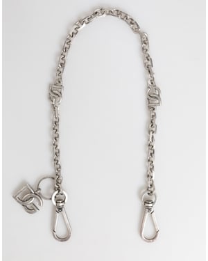 Dolce & Gabbana Zilverkleurige Messing DG Logo Detail Ketting Heren Necklace