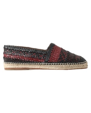 Dolce & Gabbana Svart Bordeaux Buffelläders Espadrilloskor