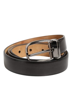 Dolce & Gabbana Zwart Klassiek Leren Riem met Zilverkleurige Gesp