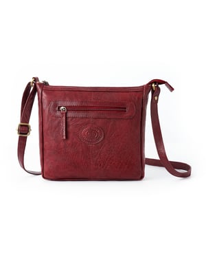 Women's Genuine Leather Crossbody Bag in Burgundy