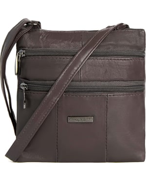 Women's Real Leather Crossbody Bag in Brown