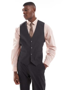 ASOS DESIGN slim suit waistcoat in charcoal