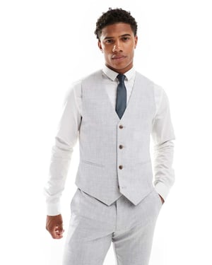 ASOS DESIGN skinny suit waistcoat in grey crosshatch texture