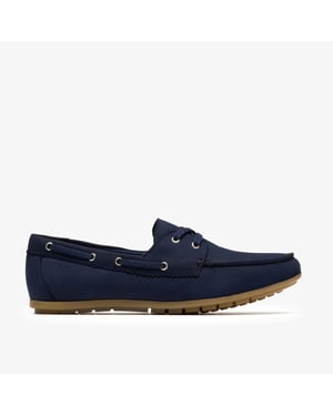 Elliotte Boat Navy Leather Shoes