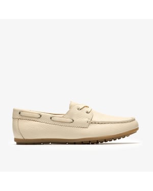 Elliotte Boat Cream Leather Shoes