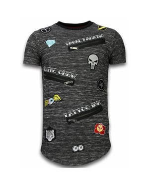 Local Fanatic Longfit asymmetric embroidery t-shirt patches