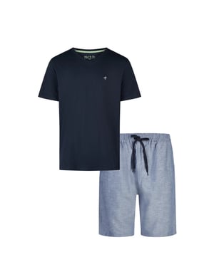 Phil & Co Heren shortama korte pyjama set blauw