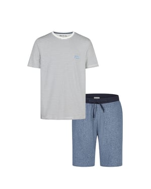 Phil & Co Heren shortama korte pyjama set grijs gestreept