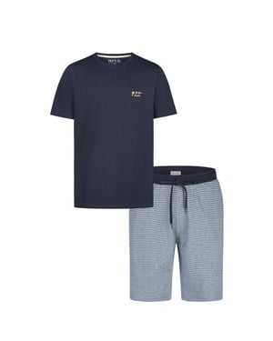 Phil & Co Heren shortama korte pyjama set donkerblauw/grijs