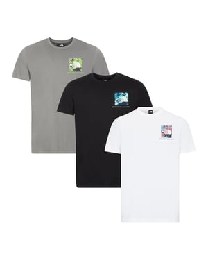 3 Pack The North Face Men’s Heat Map Short Sleeve T-Shirt Grey/Black/White