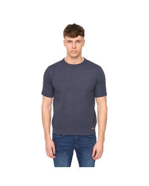Duck and Cover Heren Mataso Gebreid T-Shirt (Slate Blue)