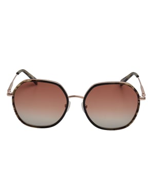 Vrouwen Hexagonale Metalen Zonnebril met Acetaat Frame LO163S