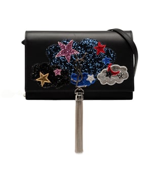 Pre-owned Calfskin Cloud Star Applique Classic Monogram Kate Tassel Wallet On Chain