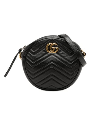 Pre-owned Mini Gg Marmont Matelasse Leather Round Crossbody