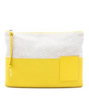 Pre-owned Repeat Anagram Jacquard And Leather Oblong Pouch