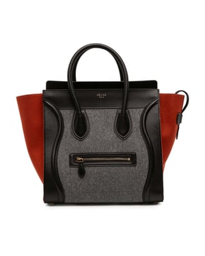 Pre-owned Mini Tricolor Felt Wool And Calfskin Luggage Tote