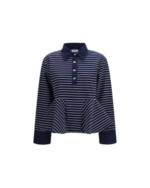 Ganni Blauwe Katoenen Polo Shirt