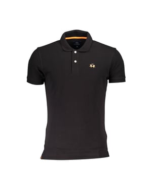 La Martina Zwarte Katoenen Heren Polo Shirt