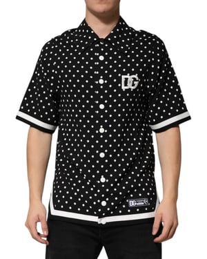 Dolce & Gabbana Zwarte Polka Dots Korte Mouwen Col Polo T-shirt