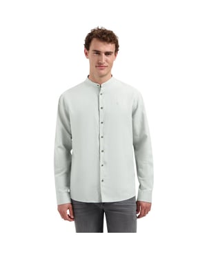 No Excess Shirt with linen granddad dusty green