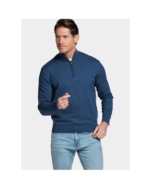 Bos Bright Blue Half zip cotton regular fit jeans blue 618400cct-13/675