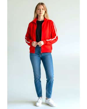 Red Retro Full Zip Track Jacket