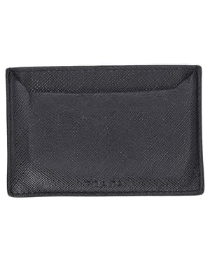 Prada Lux Kaart Houder in Zwart Saffiano Leder