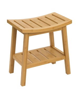 Casa di Elturo Bamboe badkamerkrukje met opbergrek douchekruk l39,5 x b25 x h46 cm