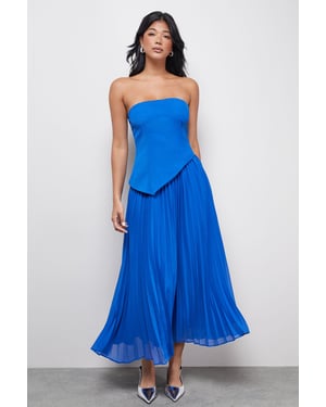 Bandeau Bodice Pleated Chiffon Midi Dress