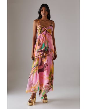 Chiffon Asymmetric Double Layer Bandeau Maxi Dress