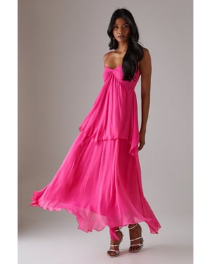 Chiffon Asymmetric Double Layer Bandeau Maxi Dress