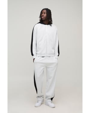 Oversized Panel Zip Through Hoodie & Relaxed Jogger Tracksuit