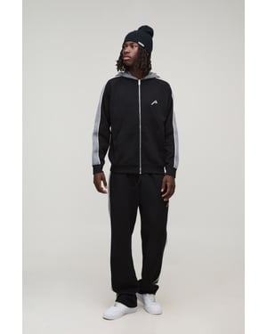 Oversized Panel Zip Through Hoodie & Relaxed Jogger Tracksuit